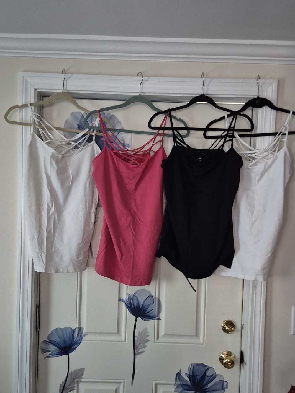 Women’s Strappy Cami Tank Top -burnt OrangeBlack, White 4 Tops